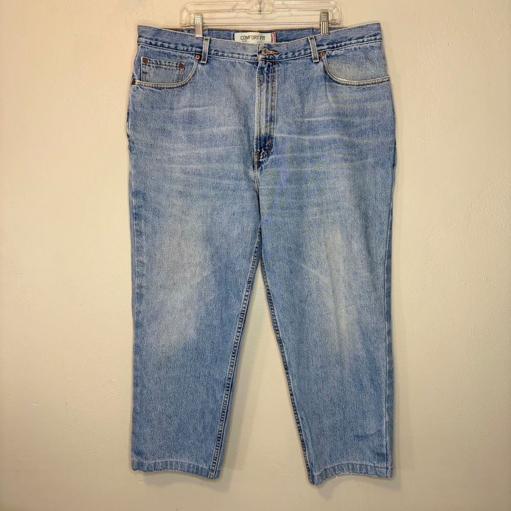 Levis 560 Comfort Fit Jeans Mens 42x30 Light Wash Blue Denim Relaxed Tapered
